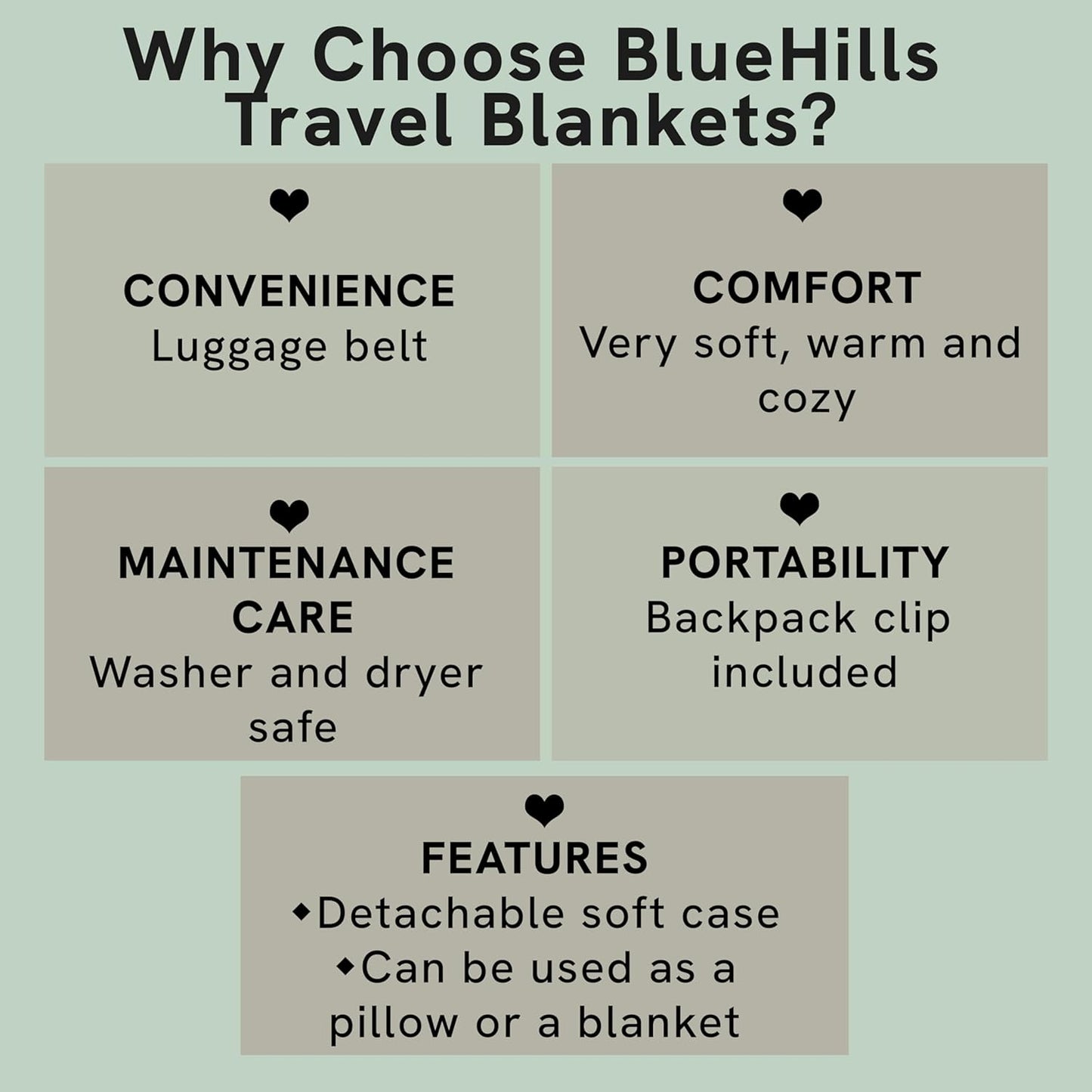 BlueHills Travel Blanket Pillow Compact Lightweight Pocket Size Airplane Traveling Essential Flight Trip Throw in Bag Portable Case Plane Accessory Navy Blue L04