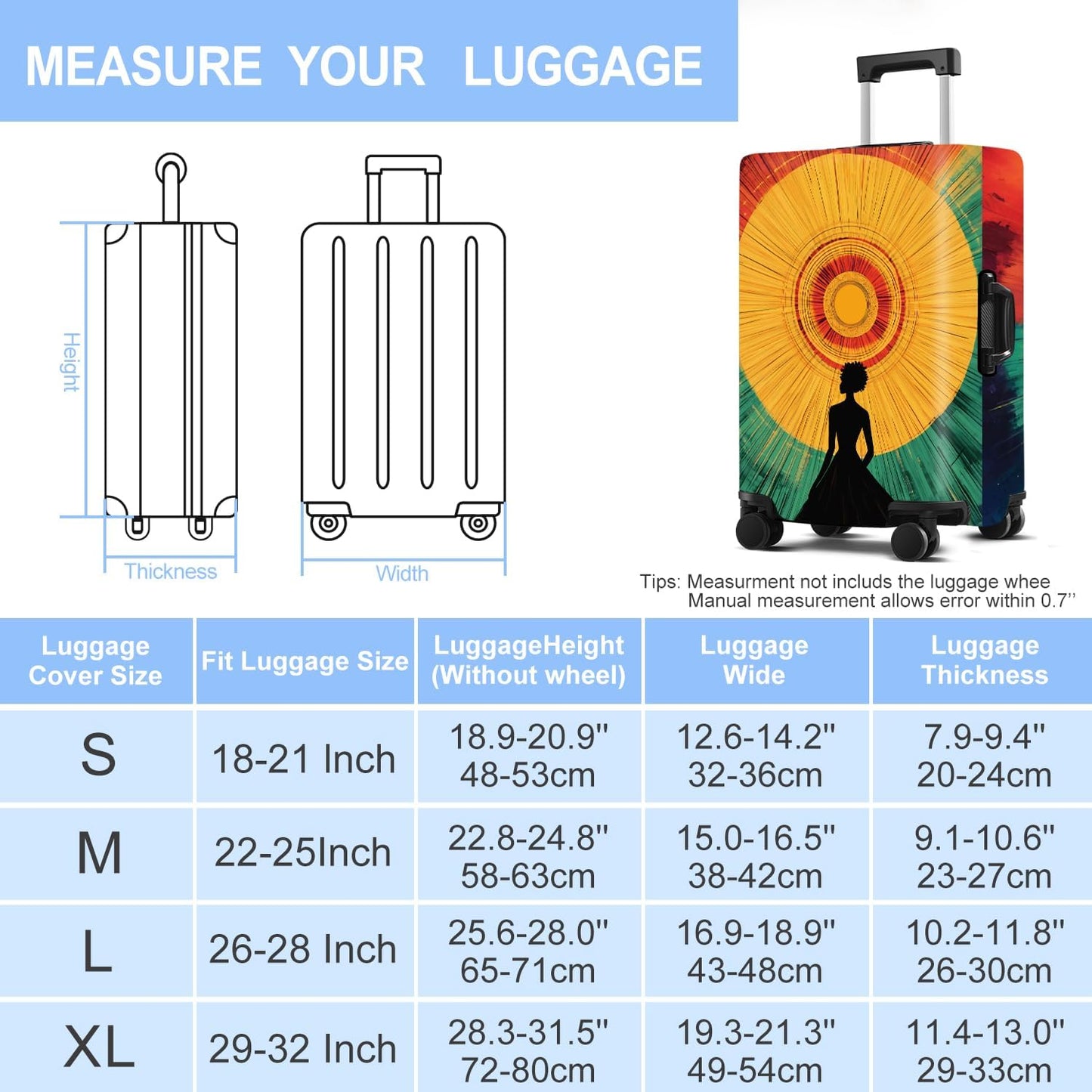 Luggage Cover Washable Suitcase Protector Anti-scratch Suitcase cover Fits 20-34 Inch Luggage (Girl-2, L(28-30inch suitcase))
