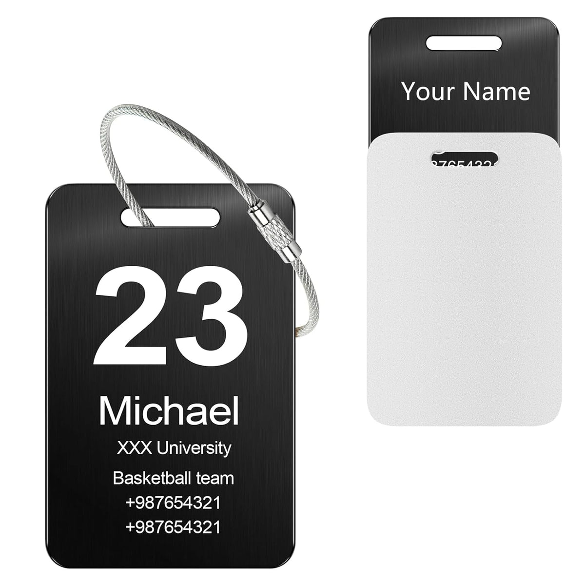 Customized Stainless Steel Luggage Tags: Personalize Your Suitcases, Backpacks, and Bags with Your Text - Custom Initial Text Name ID,Number 2"x3.3"(3 Pack)