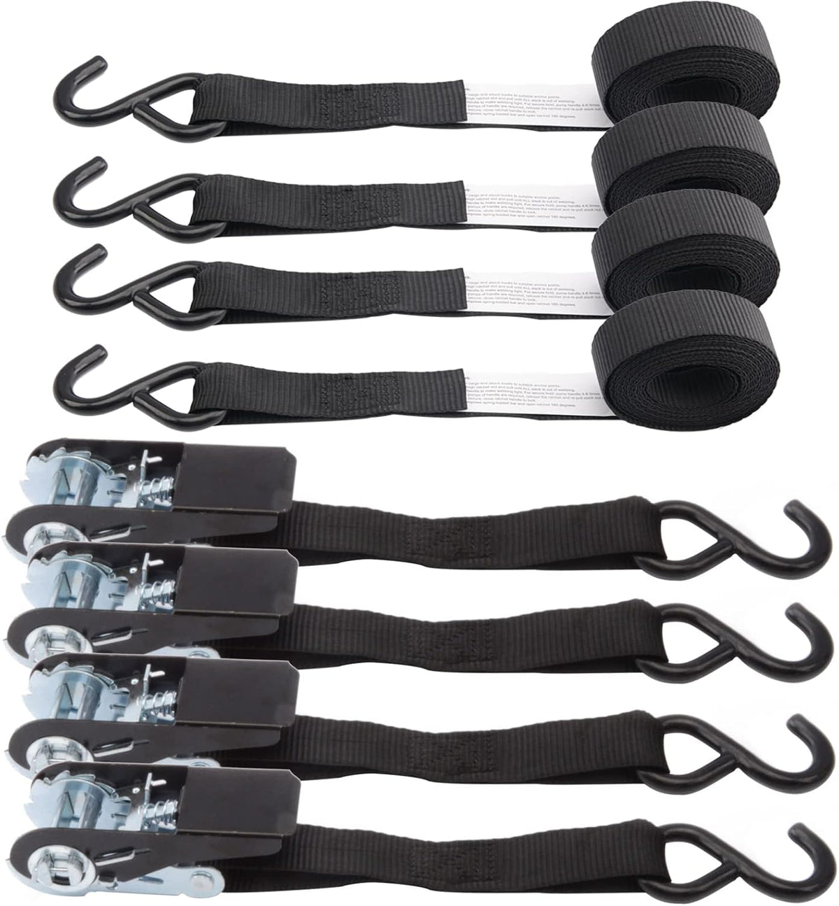 XSTRAP STANDARD Ratchet Tie Down Straps 4 Pk 10 Ft- 300 Lbs Load Cap- 900 Lbs Break Strength-Cargo Straps for UTV, ATV, Pickup,Truck, Moving Appliances, Lawn Equipment, Black