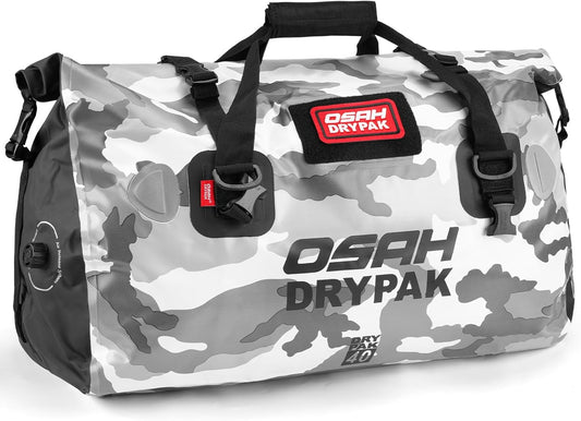 Waterproof Duffel Bag - Motorcycle Dry Bag Tail Bag with Large Storage Space, Waterproof Luggage Duffle Bags with Outer Mesh Zipper Pocket for Camping, Kayaking, Fishing & Traveling
