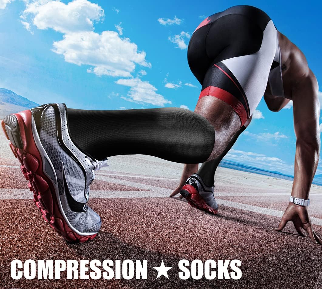 CHARMKING Compression Socks for Women & Men Circulation (3 Pairs) 15-20 mmHg is Best Support for Athletic Running Cycling
