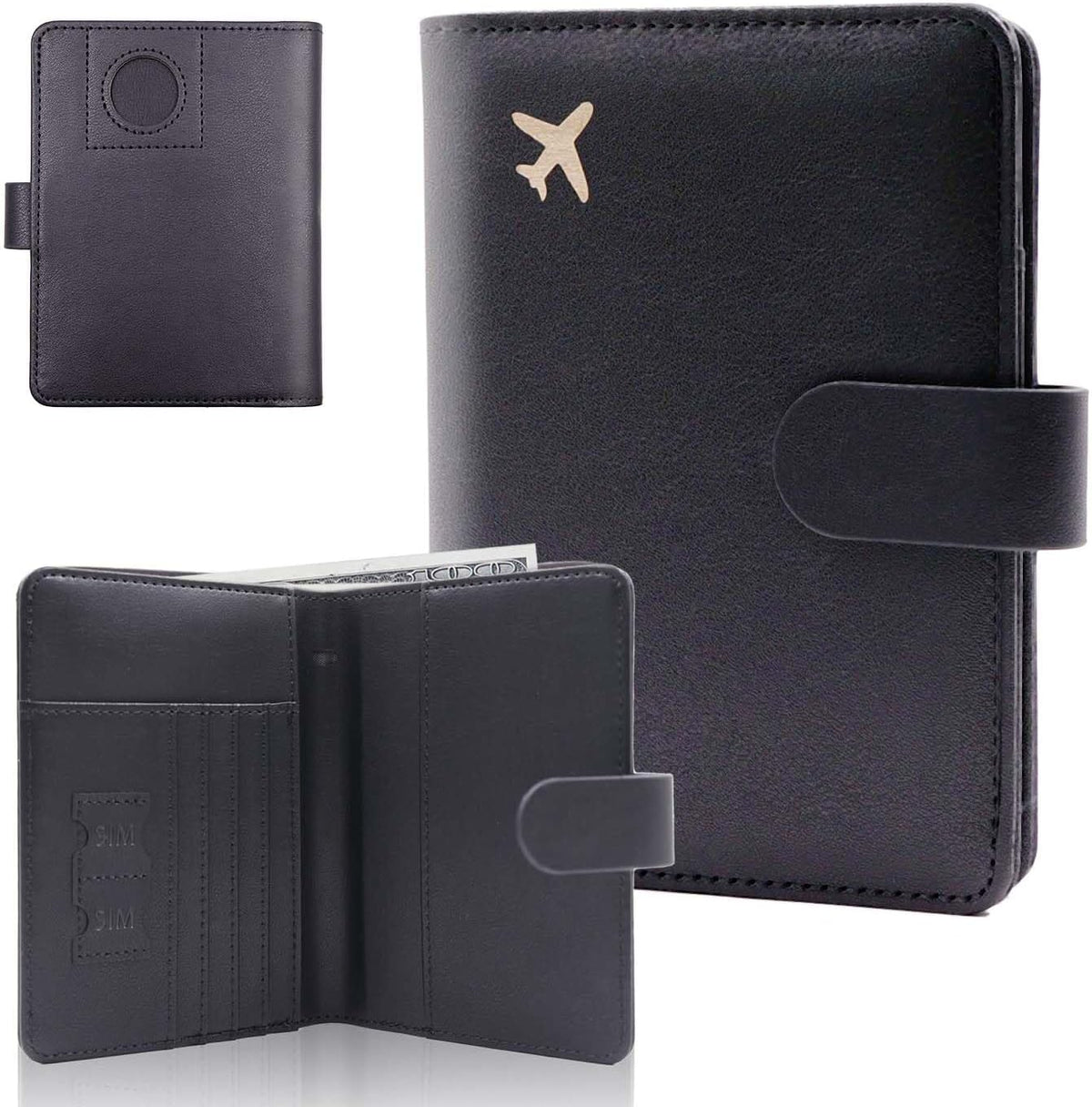 Melsbrinna Premium Leather Passport Holder Covers Case, Waterproof Rfid Blocking Travel Wallet Passport Holder with Pen Holder, Cute Passport Book for Women/Men