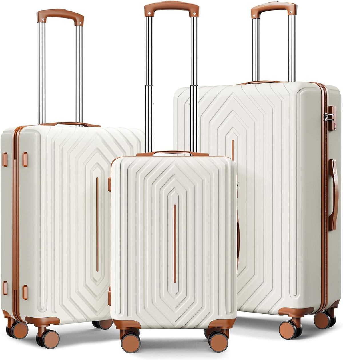 Luggage Sets 3 Piece Hardside Suitcase with Double Spinner Wheels Durable Lightweight Shell with Tsa Lock (20/24/28in) White