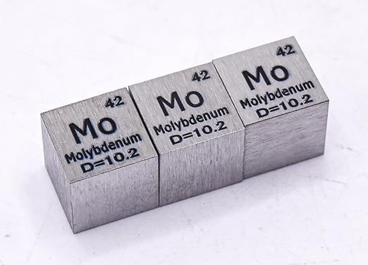 0.39" 10mm Molybdenum Metal Cube Mo up to 99.9% Pure Periodic Table Element Engraved Density Collection Science Education Display Block Cube + Acrylic Case Box - 1PC