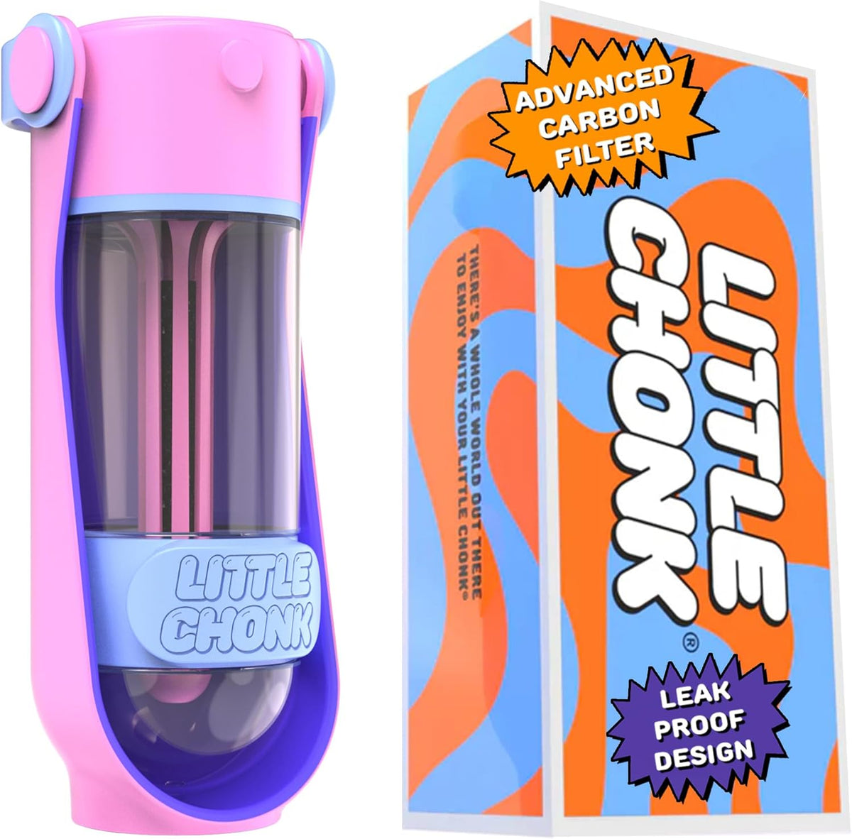 Lil Gulp Dog Water Bottle | Advanced Carbon Filtration for Safe Filtered Water on The Go | BPA-Free Leak-Proof Portable Dog Travel Water Bottle with Retractable Water Spout 15 Fl oz - Cotton Candy