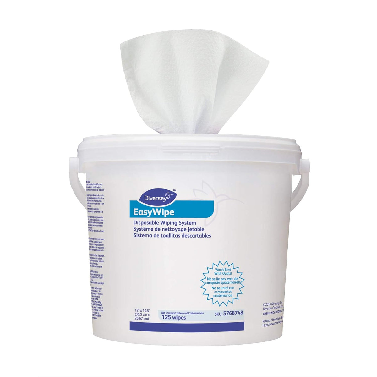 Diversey EasyWipe Disposable Wiping System - Pair with Oxivir Disinfectants, 125 Wipes (6 Pack)