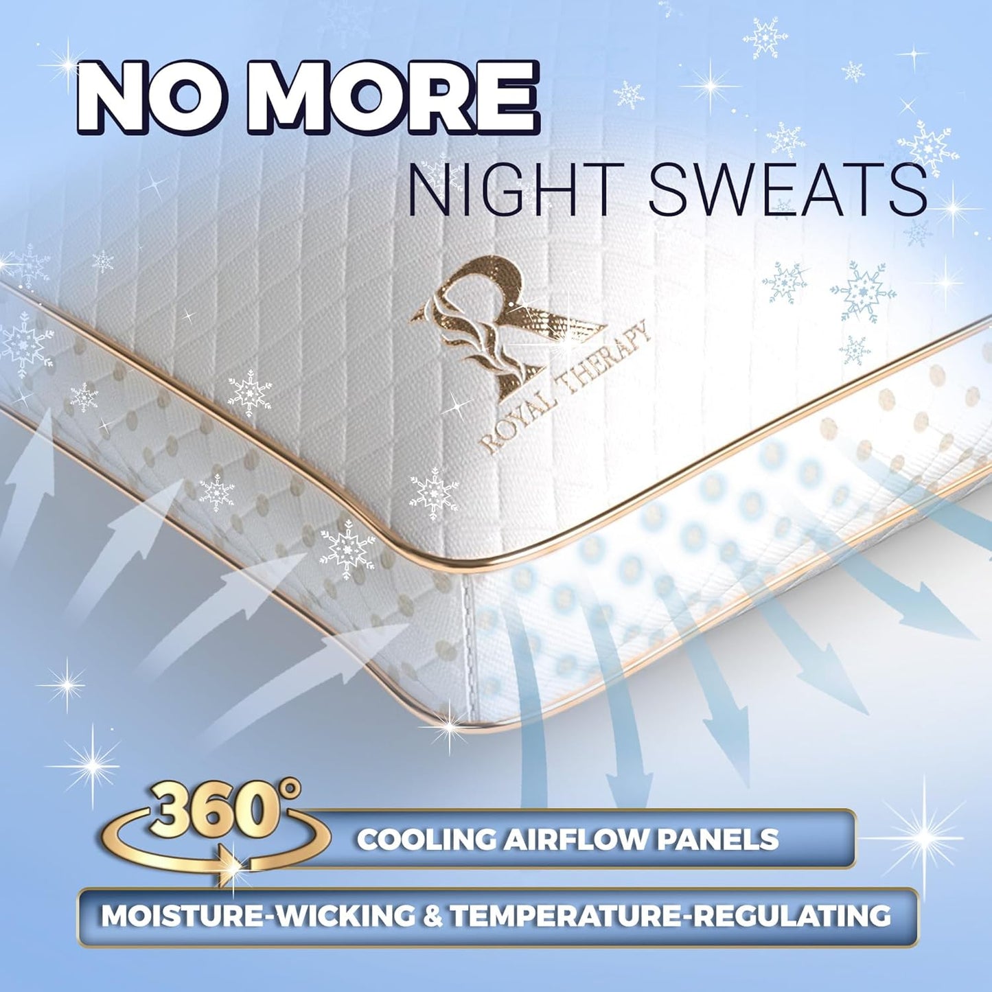 Royal Therapy King Memory Foam Pillows 2-Pack - Shredded Memory Foam Pillow for All Sleep Positions - Medium Firm Pillow with Adjustable Loft, Bamboo Rayon Cover, CertiPUR-US, Oeko-TEX Certified