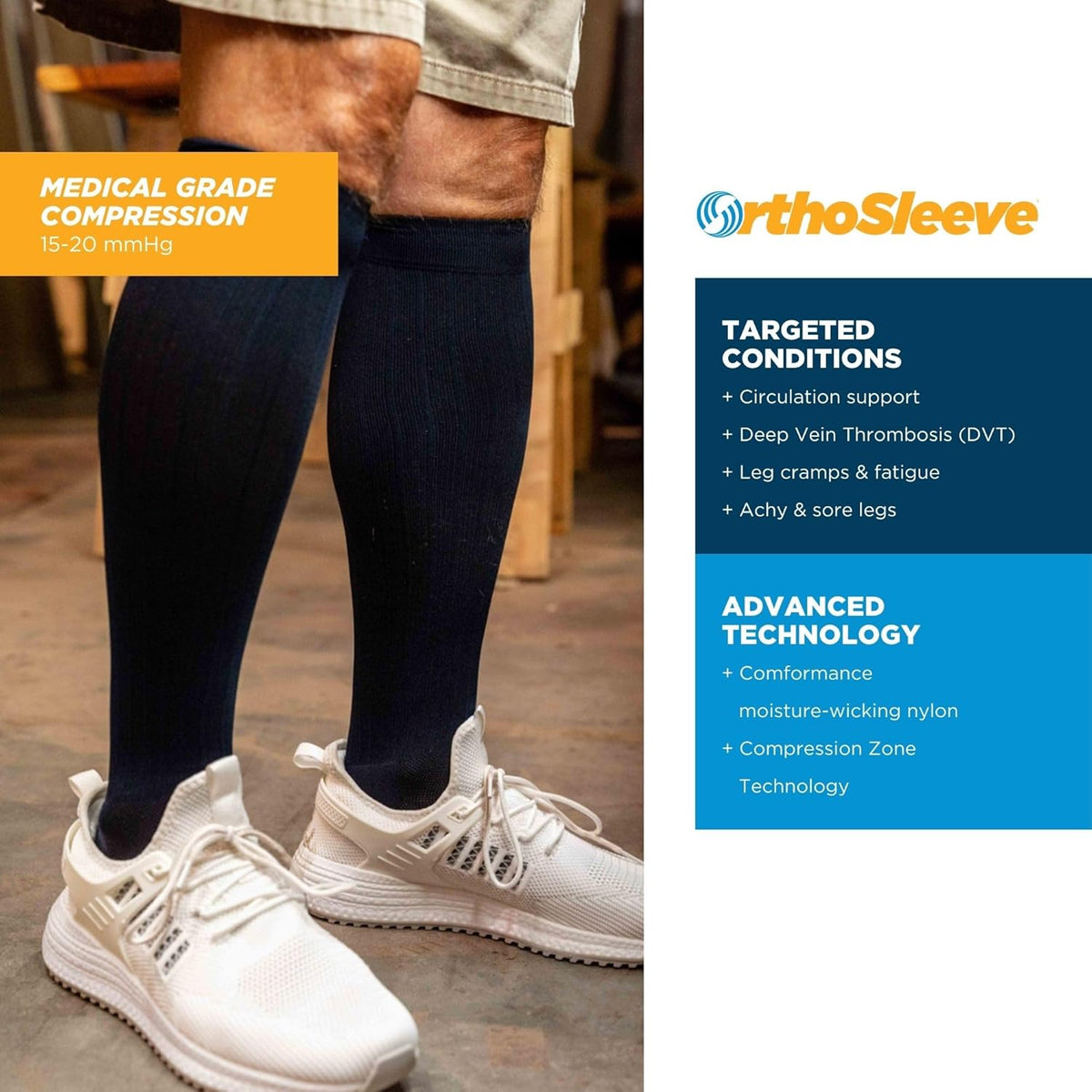 Medical Grade Compression Socks for Men & Women 15-20 mmHg by OrthoSleeve (Purple w/Stripes, Medium)