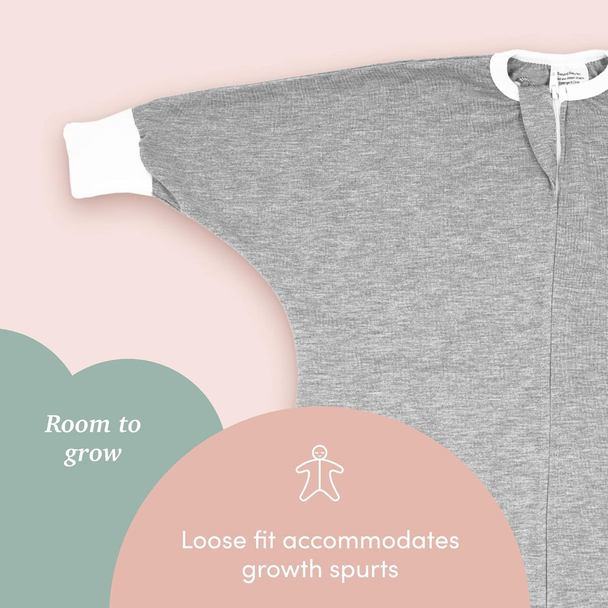 SleepingBaby Flying Squirrel Toddler Pajamas with Practical Zipper for Quick Diaper Changes and Travel Comfort - Heather Grey - 12-24 Months
