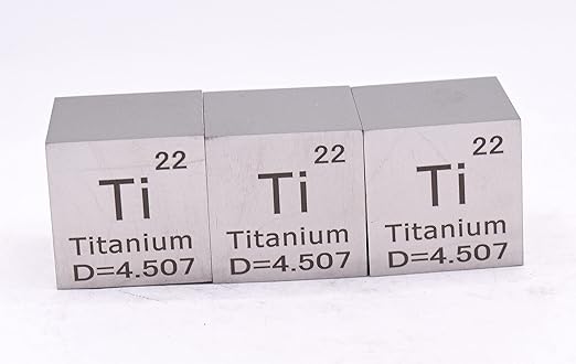 1" 25.4mm Titanium Metal Cube Ti up to 99.9% Pure Periodic Table Element Engraved Density Collection Science Education Display Block Cube + Acrylic Case Box - 1PC