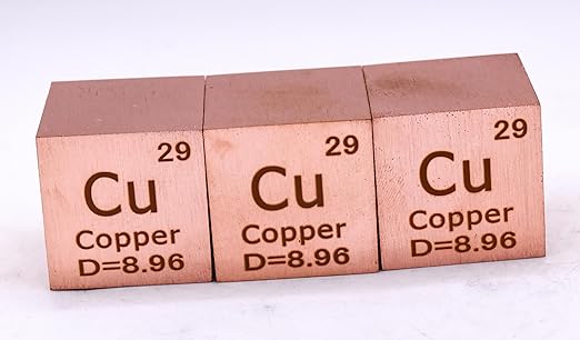 1" 25.4mm Copper Metal Cube Cu up to 99.9% Pure Periodic Table Element Engraved Density Collection Science Education Display Block Cube + Acrylic Case Box - 1PC