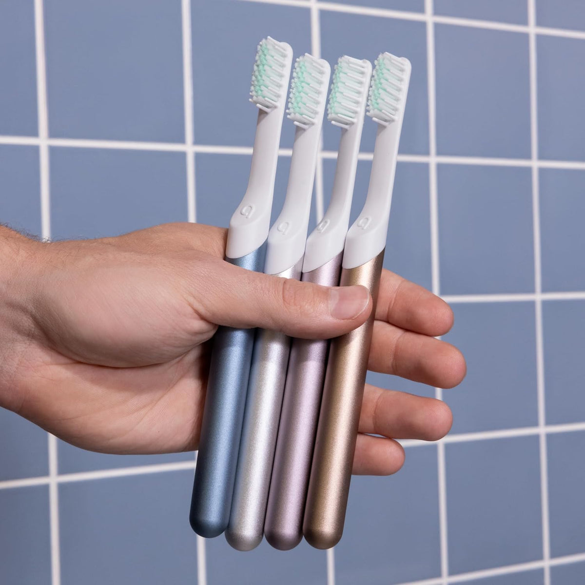 Quip Metal Sonic Toothbrush, Electric Toothbrush for Adults –Time Travel & Soft Bristles with Travel Case & Replaceable Brush Head -3-Month Battery Life - Twilight Faded Blue