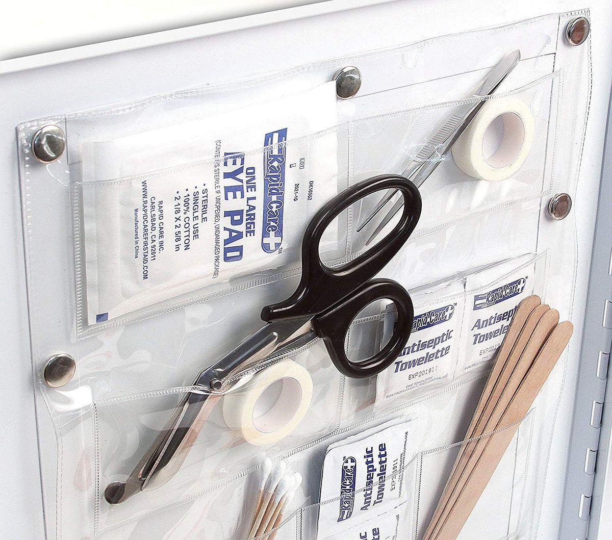 Rapid Care First Aid 80098 3 Shelf All Purpose First Aid Kit Cabinet, Class A+, Exceeds OSHA/ANSI Z308.1 2015, Wall Mountable