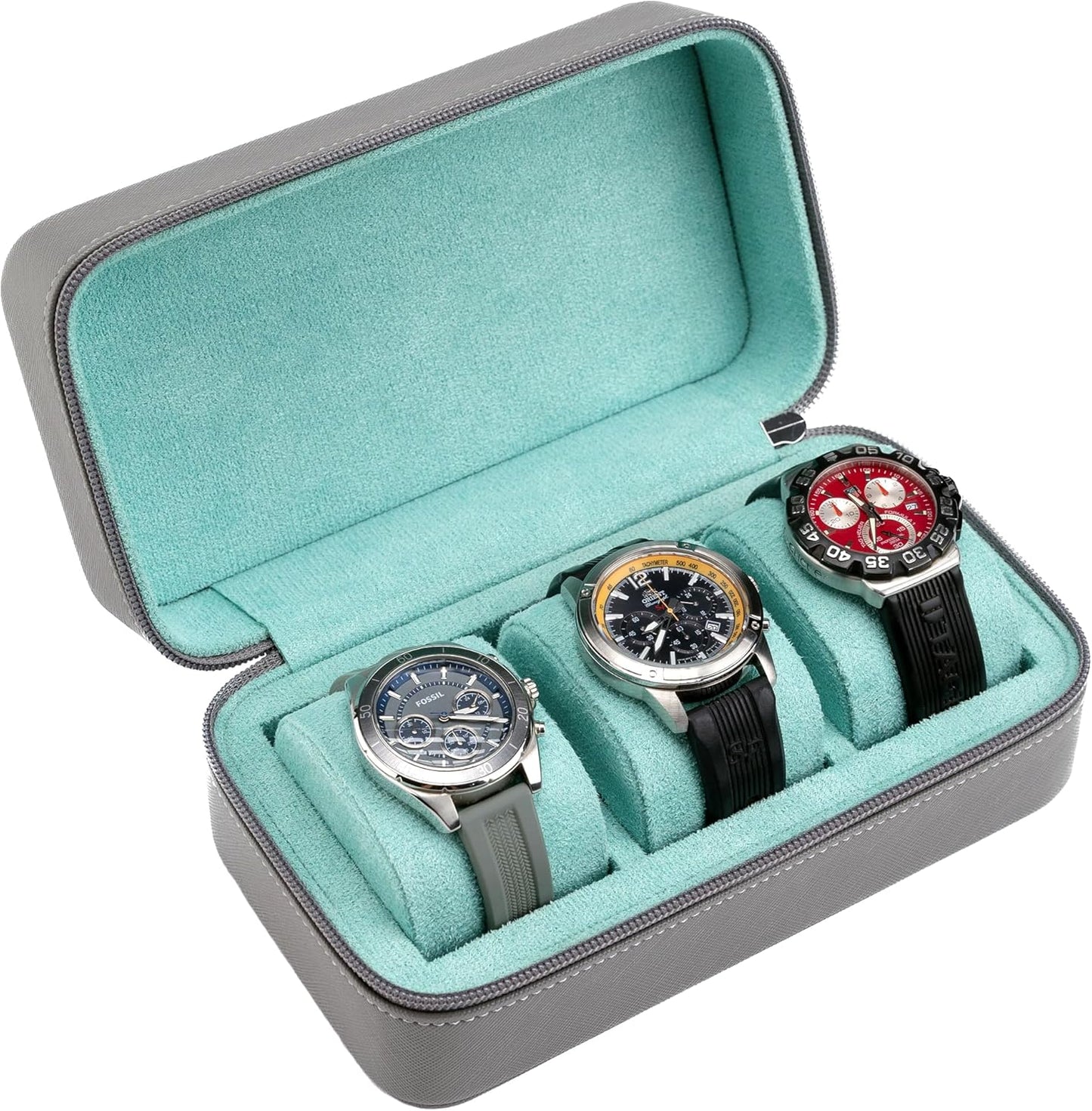 Watch Travel Case for Men | Leather Watch Case with 3 Slots | Perfect Travel Watch Organizer | Portable Watch Carrying Case for Men