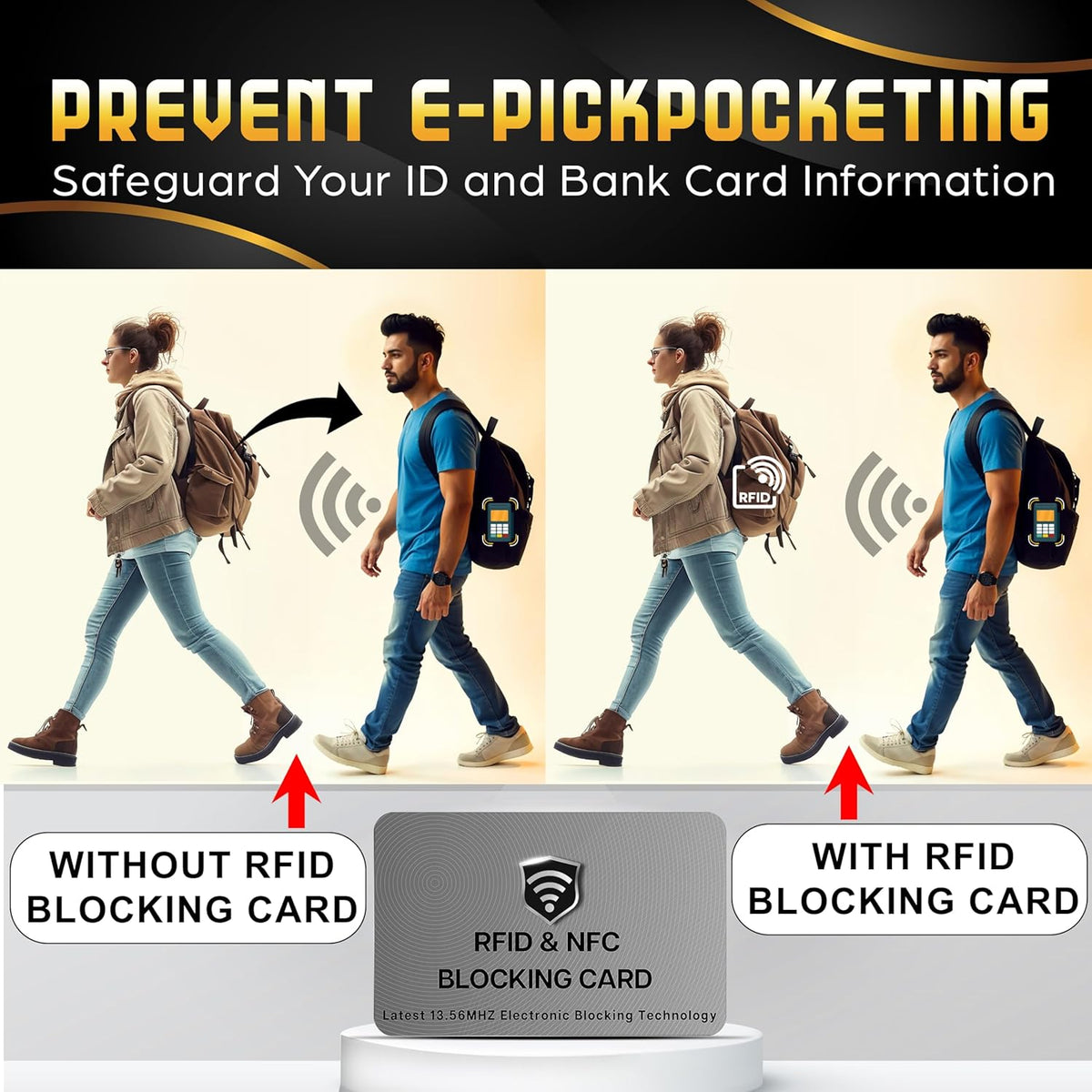 SaiTech IT 5 Pack RFID Blocking Cards, One Protects Entire Wallet Purse, NFC Contactless Bank Debit Credit Card Protector ID ATM Guard - Grey