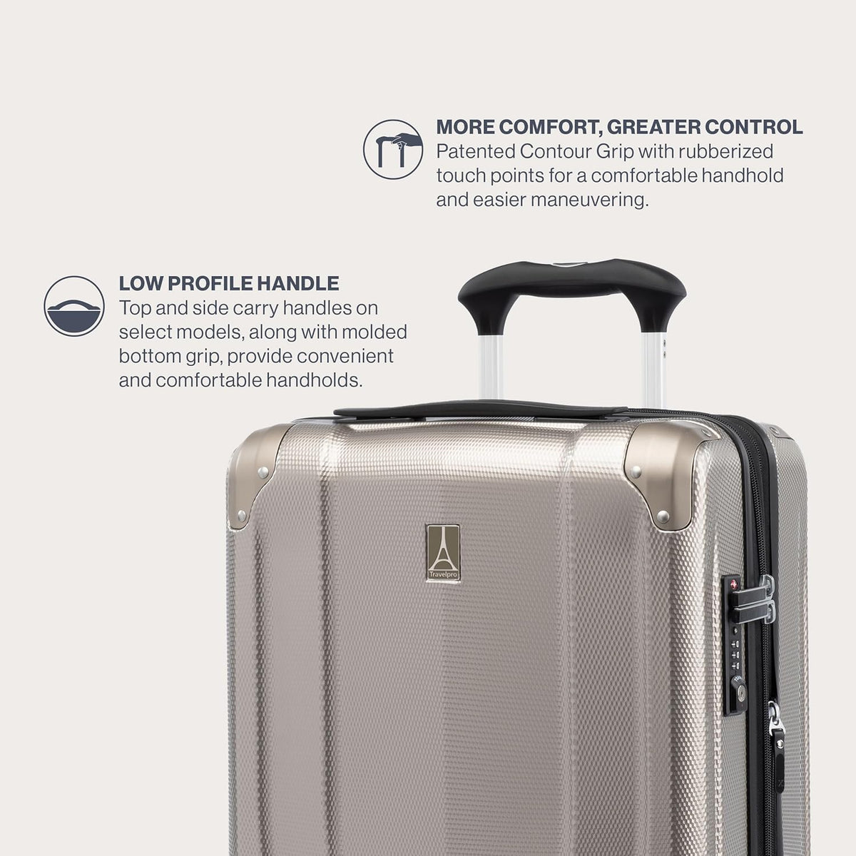 Travelpro Pathways 3 Hardside Expandable Luggage, 8 Spinner Wheels, Lightweight Hard Shell Suitcase 3 Piece Set (21/25/28), Champagne