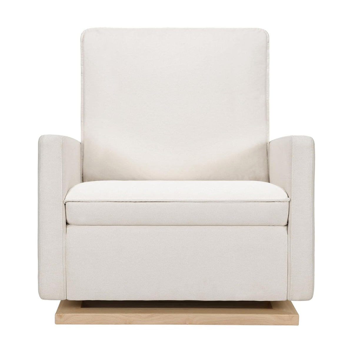 babyletto Cali Pillowback Chair and a Half Glider in Performance Cream Eco-Weave with Light Wood Base, Water Repellent & Stain Resistant, Greenguard Gold and CertiPUR-US Certified