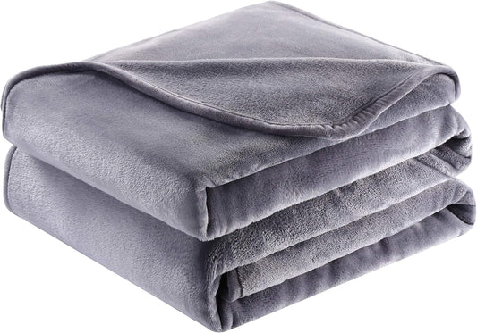 Surii Home Luxury Microfiber Flannel Blanket, Super Soft, Warm, Cozy, Fluffy, and Breathable, Perfect Throws for Bed, Couch, Sofa, for All Season Use. 350GSM Twin Size 60x80 Inches(Grey)