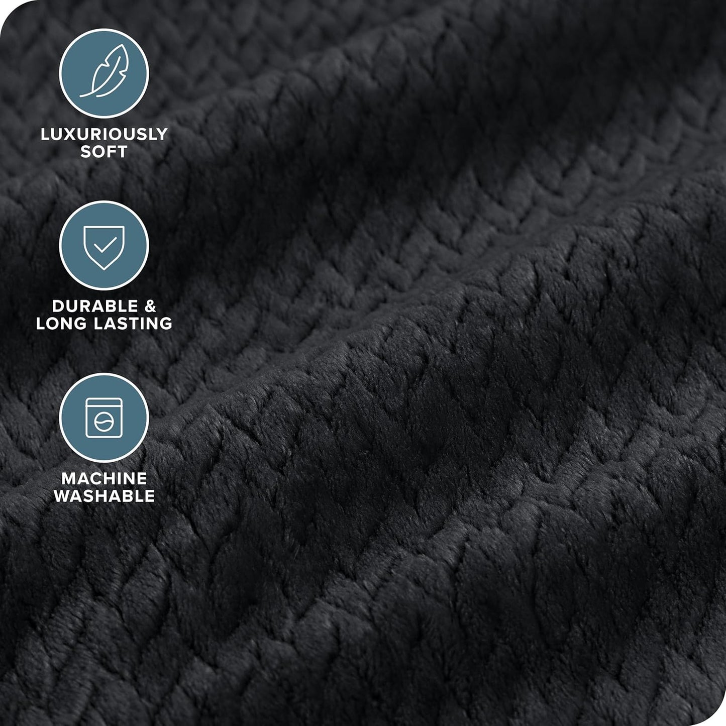 Bare Home Textured Fleece Blanket - Full/Queen - Ultra-Soft Lightweight for Bed, Sofa, and Couch - Luxury Microplush - Cozy Warm Blanket (Full/Queen, Chevron Black)