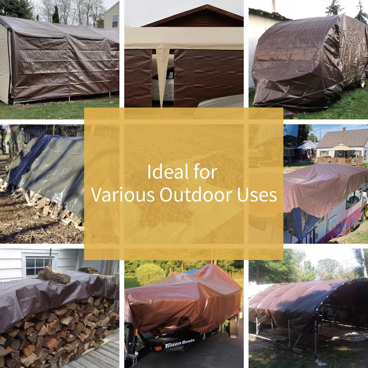 GUARD SHIELD Brown Tarp 12x20 Feet Waterproof Tarps Lightweight Camping Tarp Outdoor Multi Purpose Poly Cover 6mil
