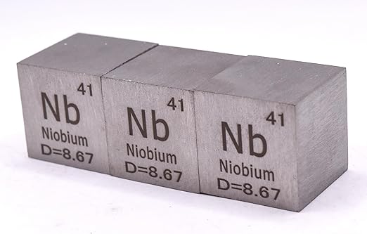 1" 25.4mm Niobium Metal Cube Nb up to 99.9% Pure Periodic Table Element Engraved Density Collection Science Education Display Block Cube + Acrylic Case Box - 1PC