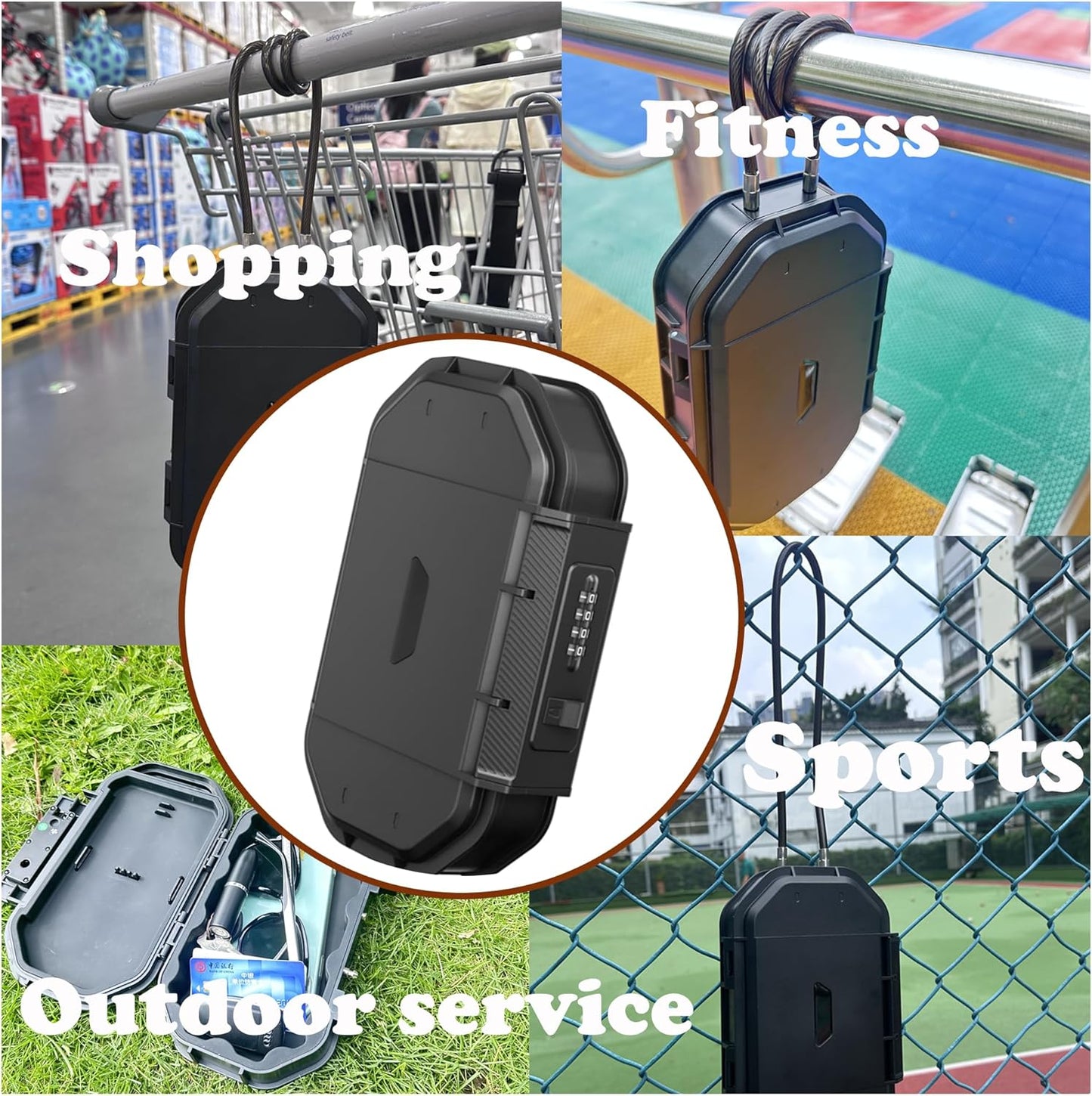portable Safe Box, Combination Security Case LockBox with Code, Waterproof Anti-Theft Mini Travel Safe Box with Removable Chain, Portable Lock Box for Home, Office, Christmas