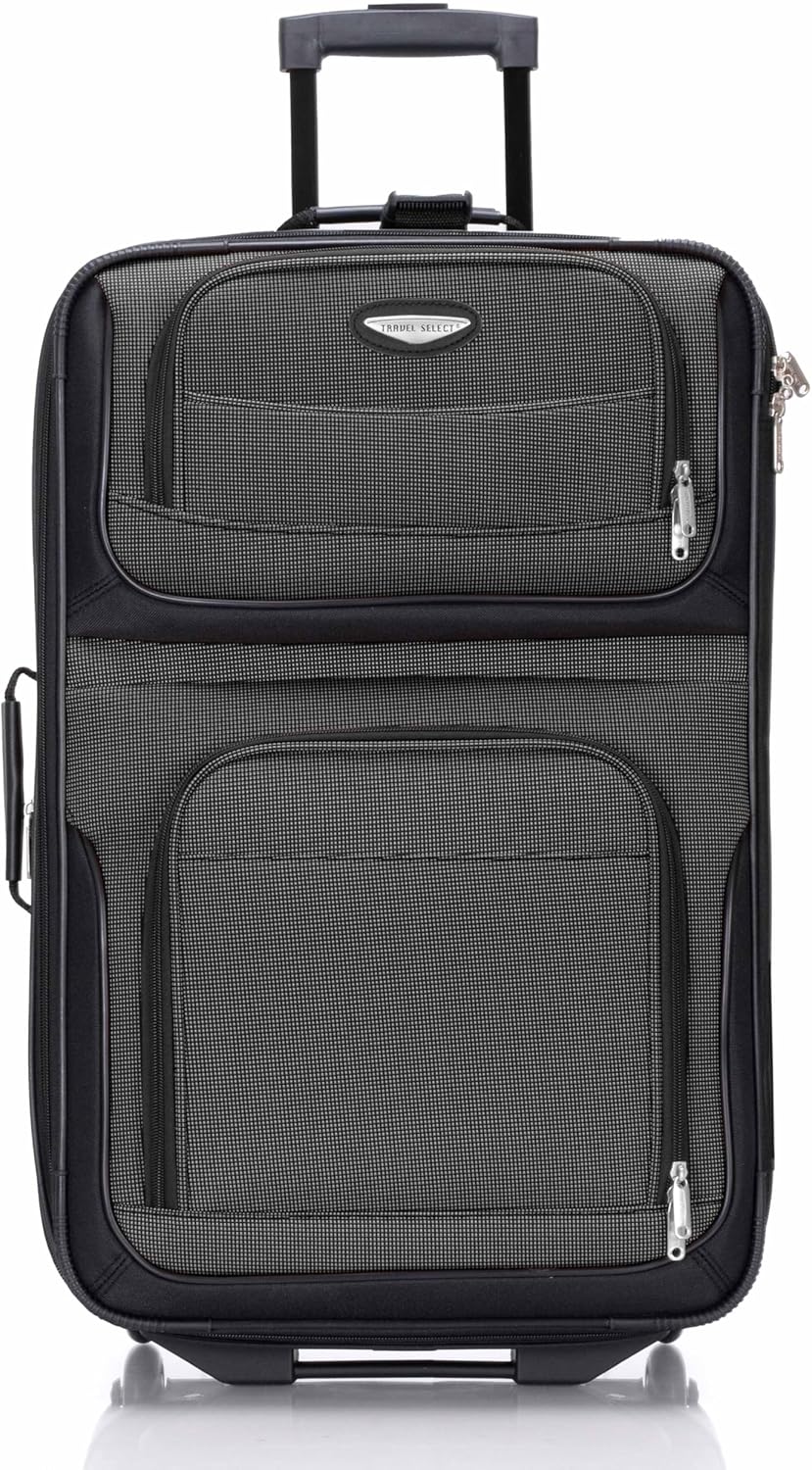 Travel Select Amsterdam 8-Piece Softside Expandable Luggage Set, Lightweight 2-Wheel Suitcases with Packing Cubes & Travel Tote, Durable Polyester Construction, Gray