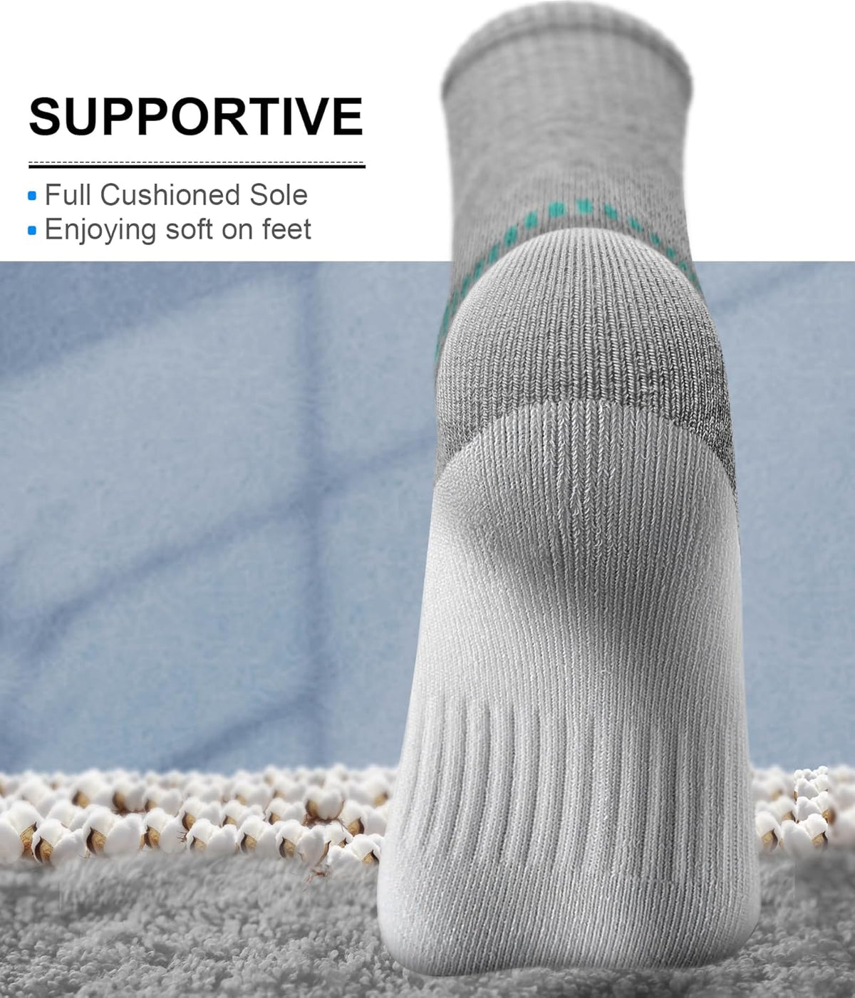 BULLIANT Compression Socks for Men 6Pairs, Athletic Crew Socks Cushioned For Men Sports Running-Arch Support