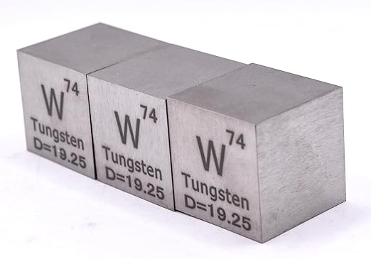 1" 25.4mm Tungsten Wolfram Metal Cube W up to 99.9% Pure Periodic Table Element Engraved Density Collection Science Education Display Block Cube + Acrylic Case Box - 1PC