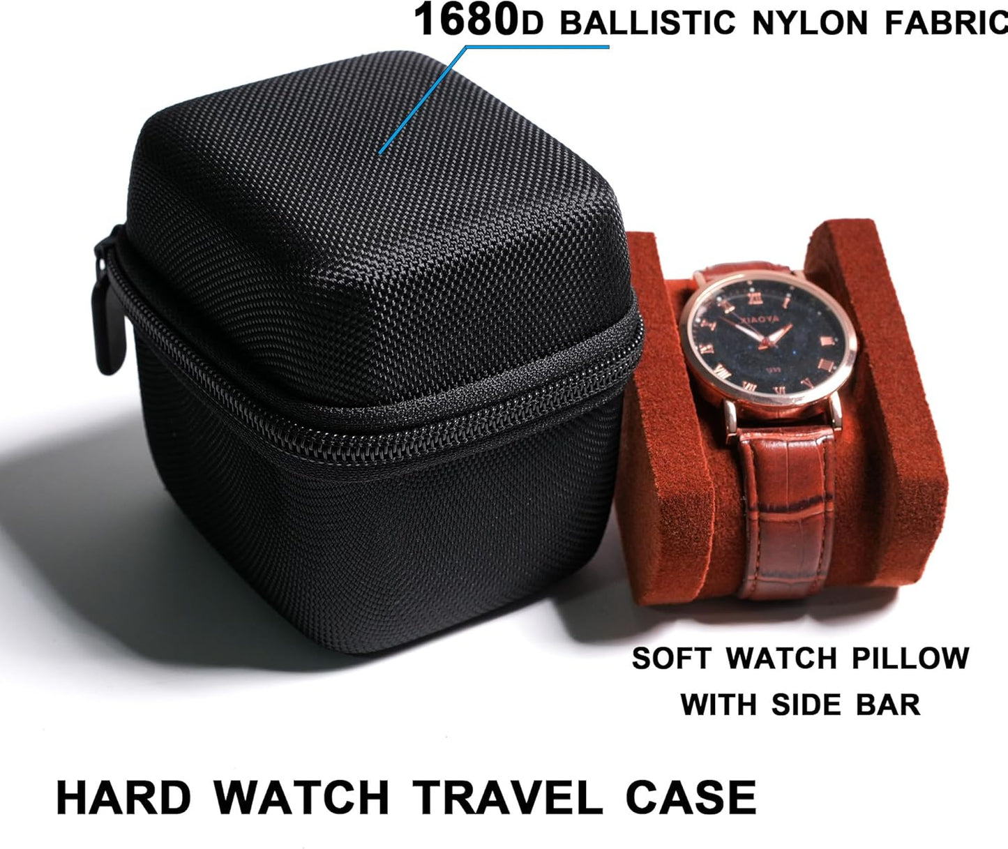 single watch travel case, hard watch case with/compartment for jewelry organizer, rings bracelet cufflink organization