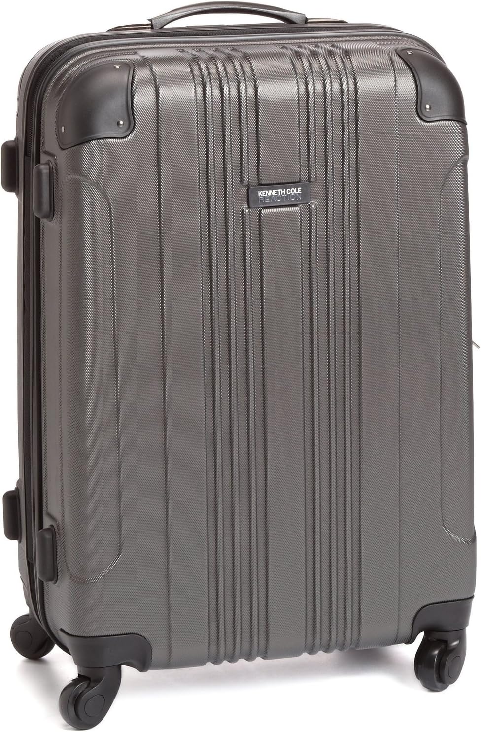 Kenneth Cole REACTION Out of Bounds Lightweight Hardshell 4-Wheel Spinner Luggage, Charcoal, 24-Inch Checked