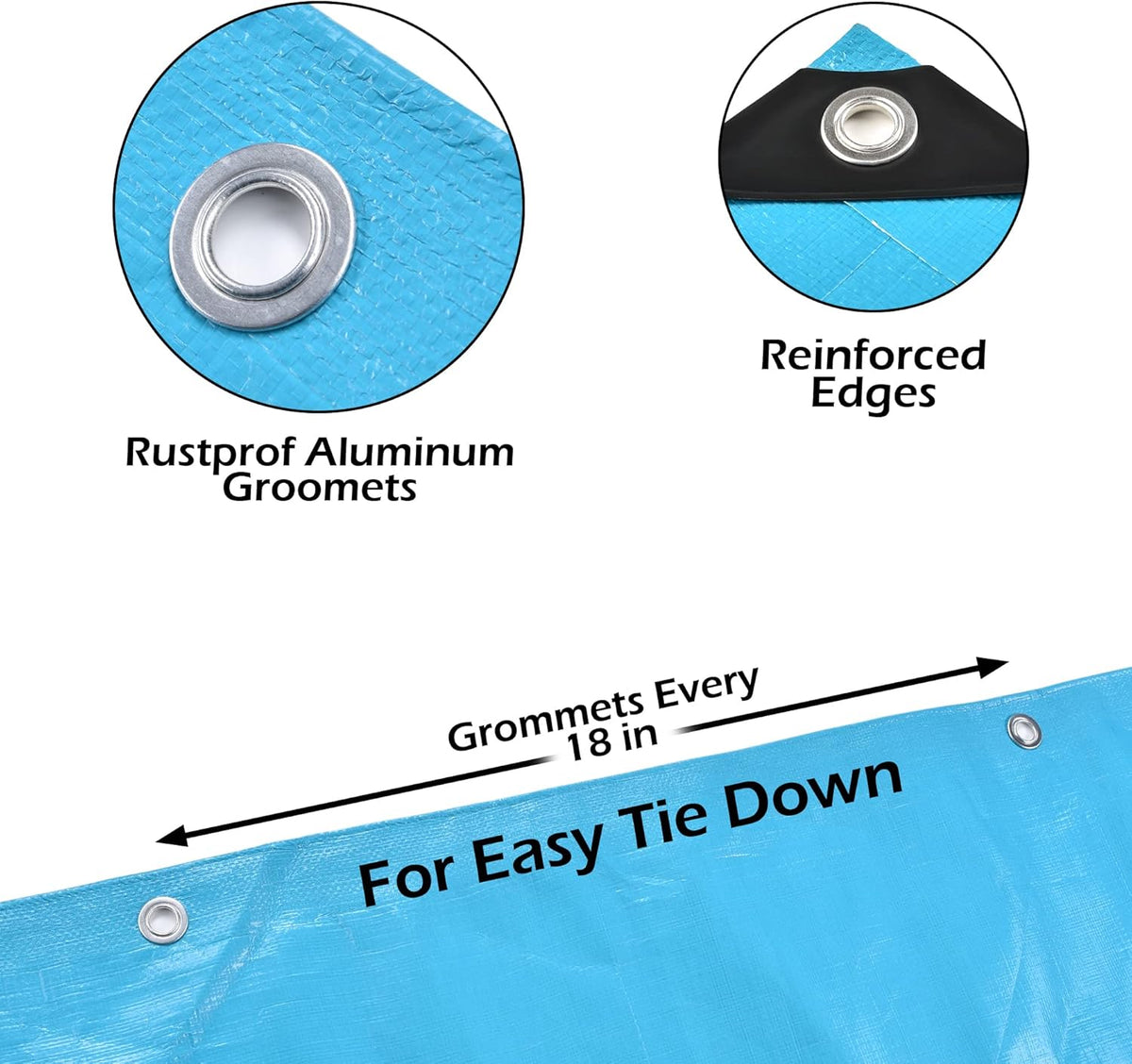 Tarps Heavy Duty Waterproof 10x12-12 mil Thick Camping Tent - Blue Tarp 10x12 UV Resistant, Rip & Tear Proof with Metal Grommets – Multipurpose Use for Camping, Tent, Boat, RV, Car, & Pool Cover