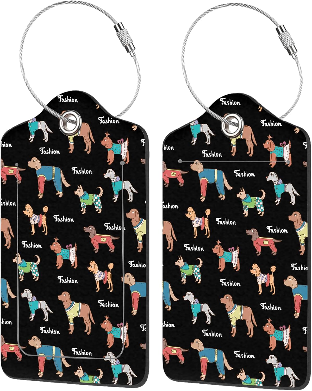 Luggage Tags for Suitcase,2 Pack Colored Dogs Luggage Tag with Privacy Flap,Name ID Label and Metal Loop for Women Men Girls Baggage Bag Backpack Instrument