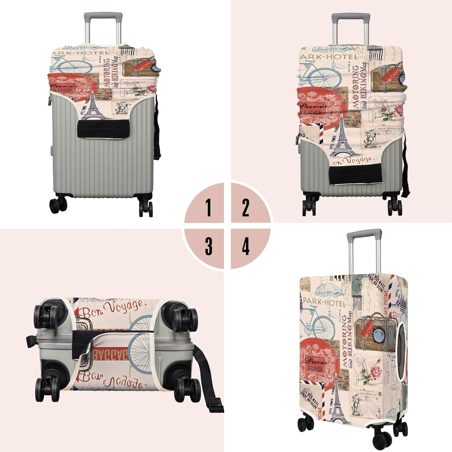 Travel Luggage Cover Suitcase Protector Fits 18-32 Inch Wheel Covers PatternedTravel Related Items Flower Luggage Protector Elastic M