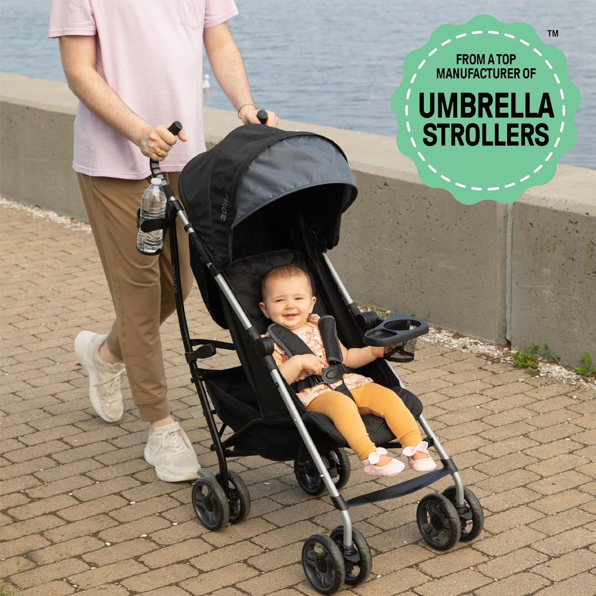 Summer Infant Ingenuity 3Dlite Convenience Stroller, Gray–Lightweight Stroller with Aluminum Frame, Large Seat Area, 4 Position Recline, Extra Large Storage Basket – Infant Stroller for Travel & More