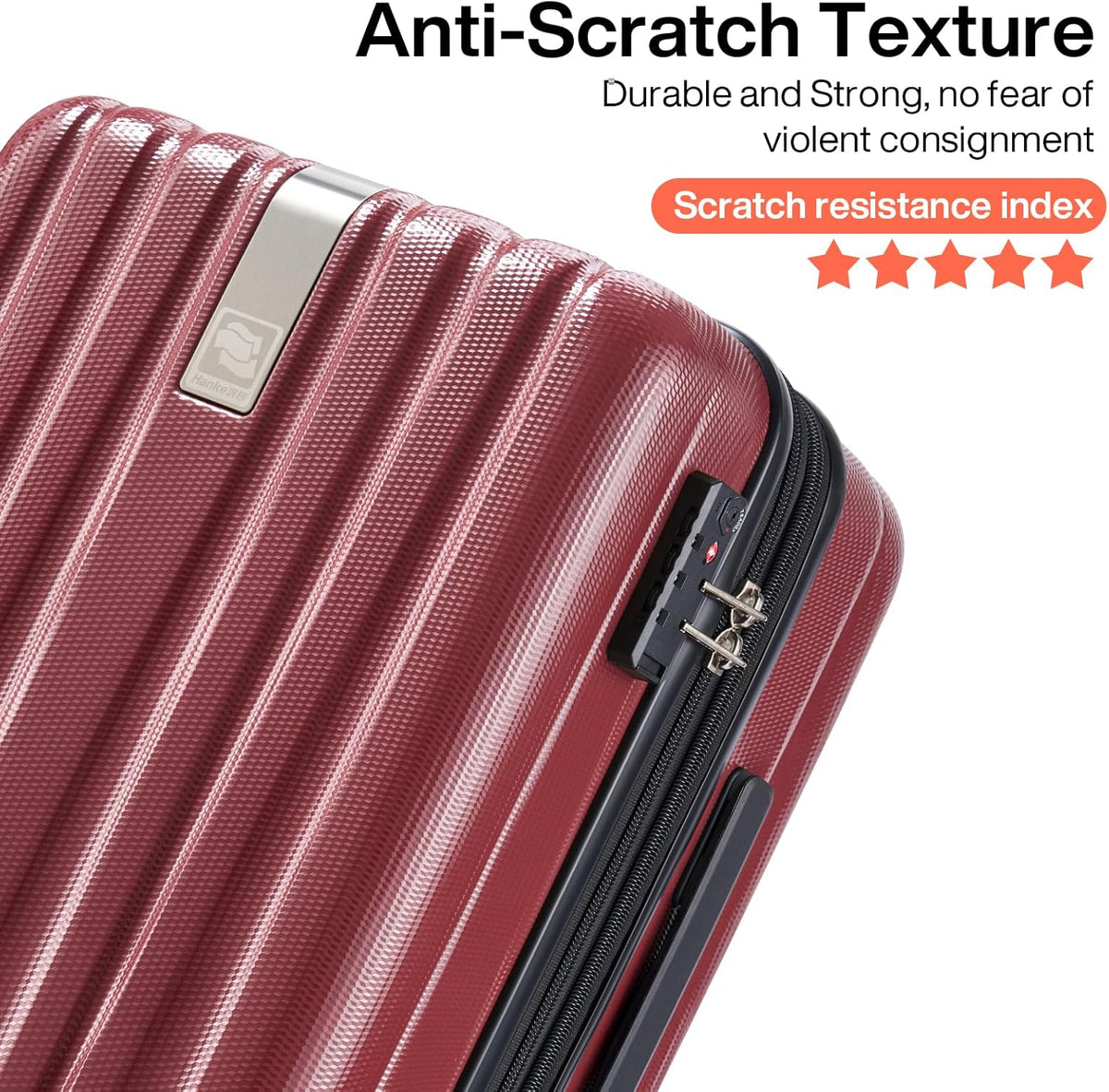 Hanke Luggage Sets 3 piece Carry On Luggage with Wheels PC Hard Shell Suitcases Lightweight Checked Tsa Luggage Extra Large Travel Suitcase Woman Men 20/24/29 Inch（Burgundy）