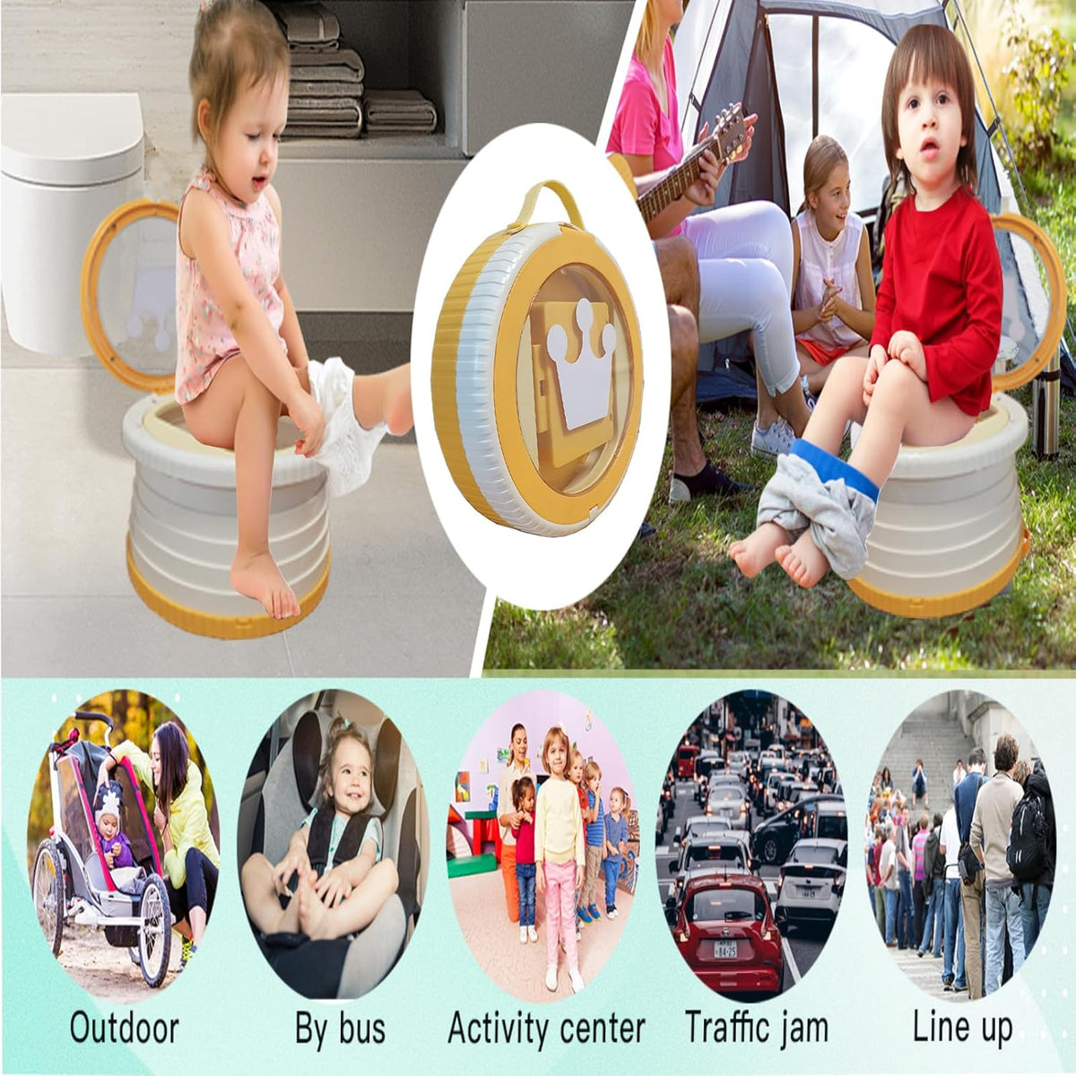 SunnySmile Portable Toilet for Kids,Portable Potty Seat for Toddler Travel,travel potty with Travel Bag, Applicable to Camping, Indoor/Outdoor Use, includes 75 Replacement Bags