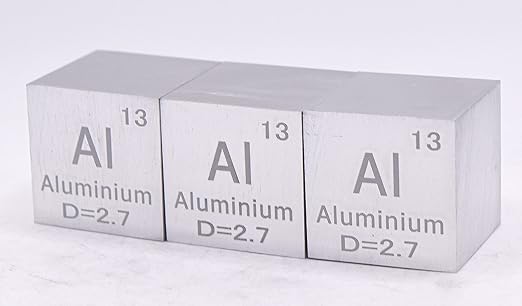 1" 25.4mm Aluminium Metal Cube Al up to 99.9% Pure Periodic Table Element Engraved Density Collection Science Education Display Block Cube + Acrylic Case Box - 1PC