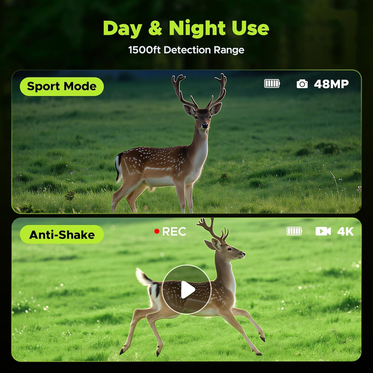 Night Vision Goggles, 4K Night Vision Binoculars, 3'' HD Screen & 10X Digital Zoom, 5000mAh Battery and 32GB TF Card, 1500FT Viewing Range for Camping & Security