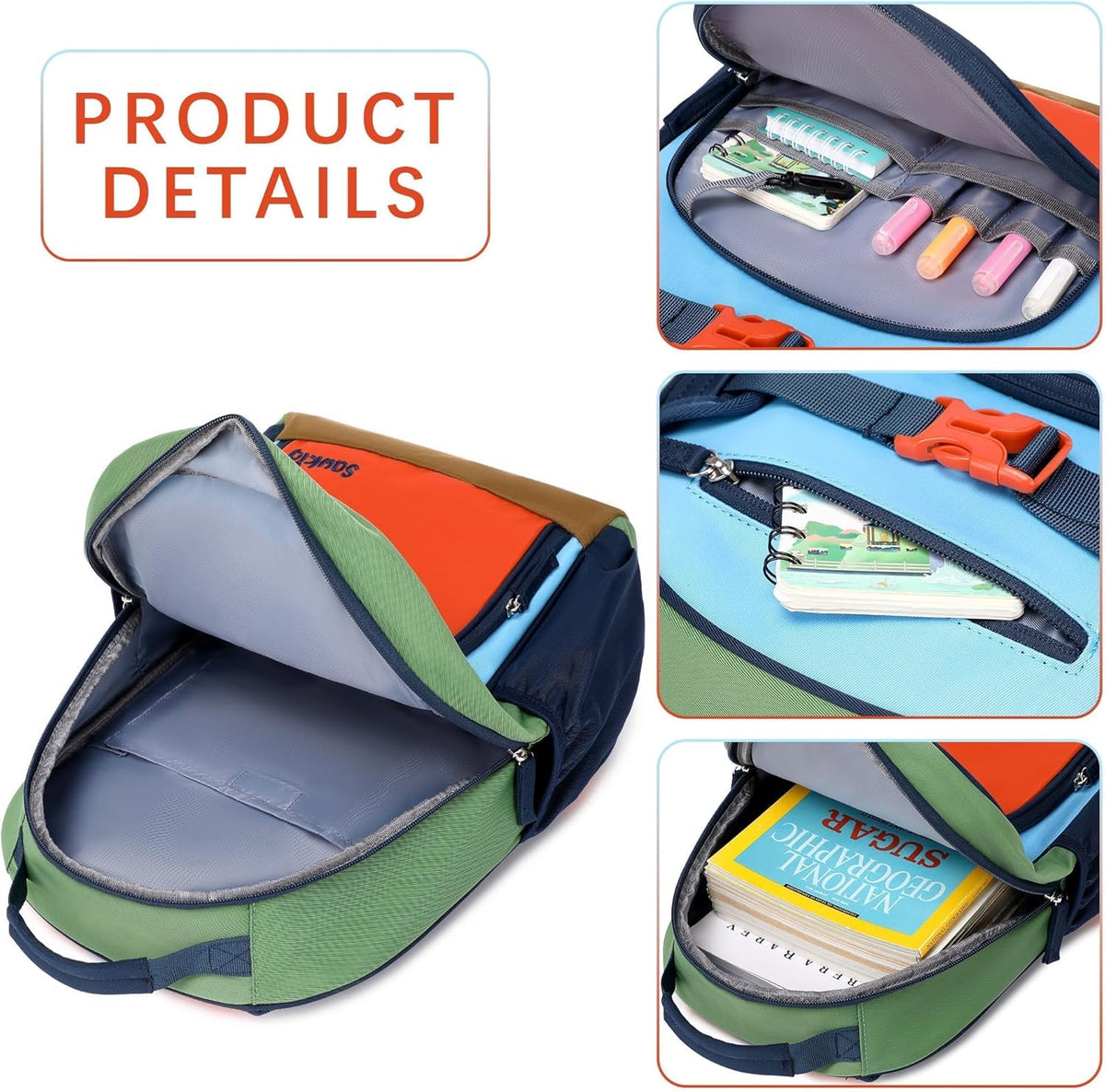 Cute Mini Toddler Backpacks for Boys 2-4 Little Kids Backpack Preschool Bookbag (Orange Blue)