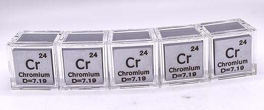 1" 25.4mm Chromium Metal Cube Cr up to 99.9% Pure Periodic Table Element Engraved Density Collection Science Education Display Block Cube + Acrylic Case Box - 1PC