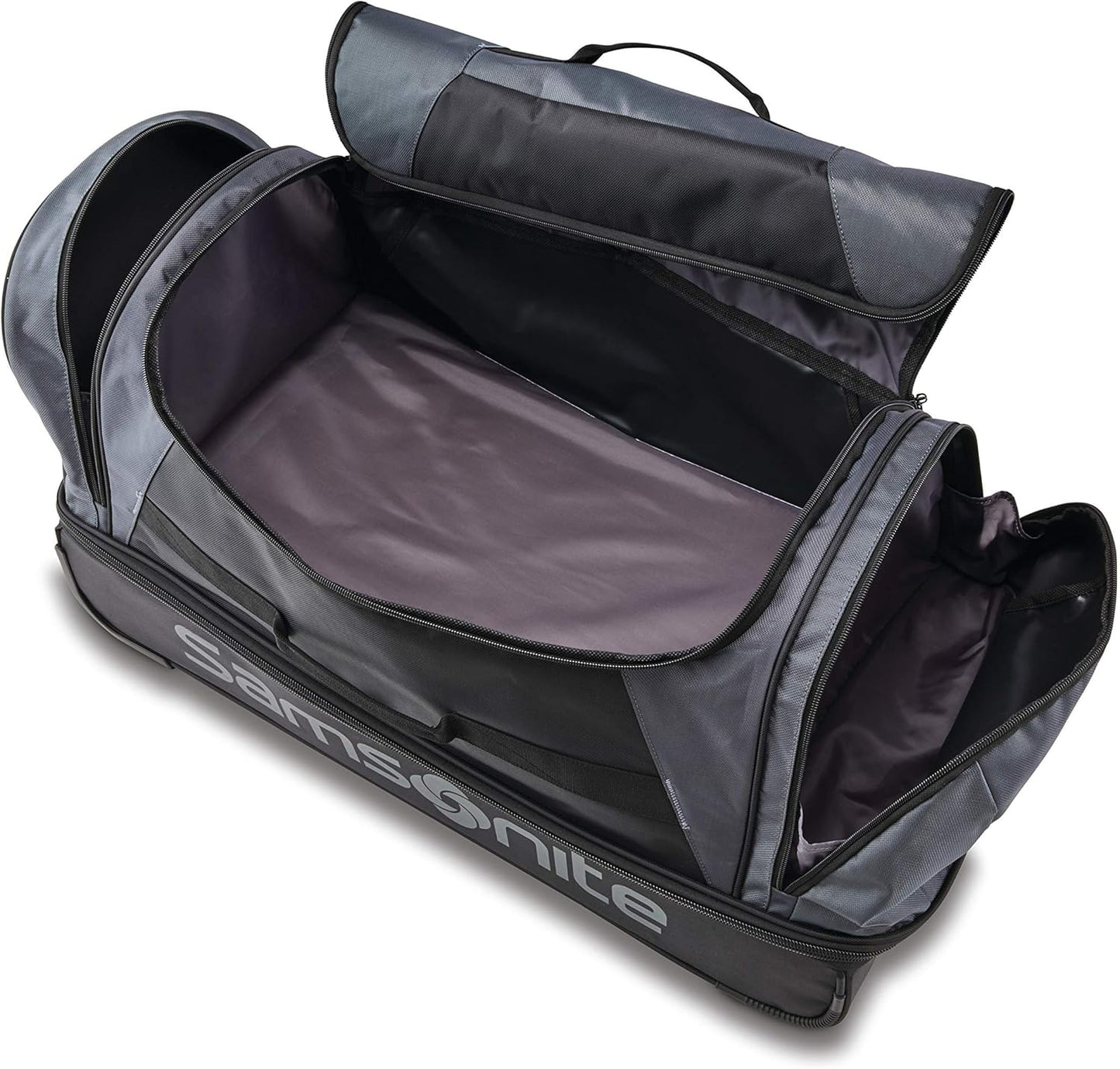 Samsonite Andante 2 Wheeled Duffel Bag – 28-Inch Durable Rolling Luggage with Inline Skate Wheels, Push-Button Handle & Spacious Compartments – Travel-Friendly and Lightweight - Riverrock/Black