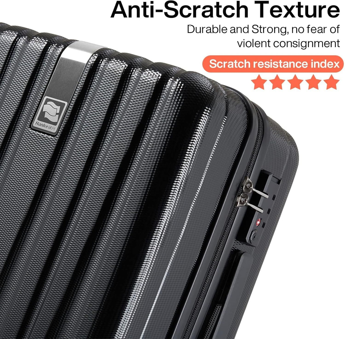 Hanke Luggage Sets 2 piece Carry On Luggage with Wheels PC Hard Shell Suitcases Lightweight Checked Travel Luggage Large Travel Suitcase Woman Men 20/29 Inch(Jet Black)