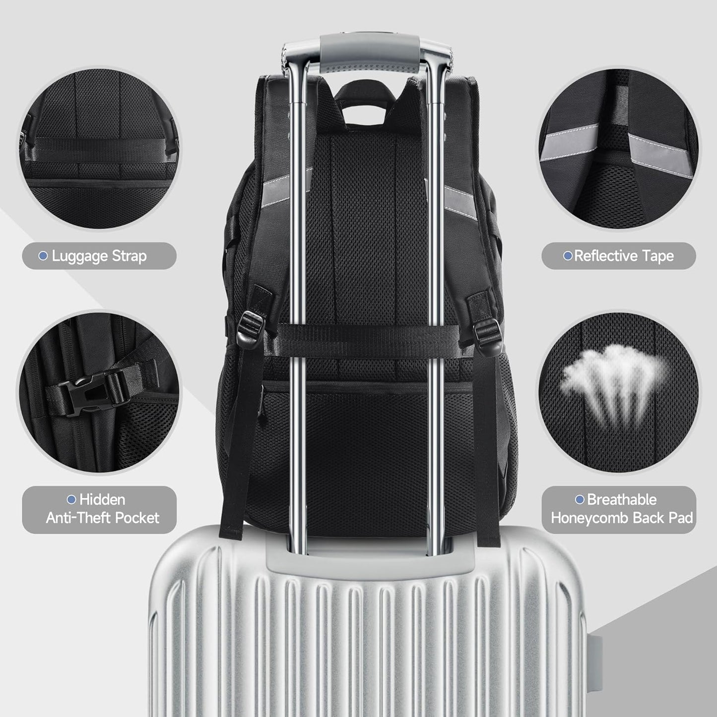 Laptop Backpack for Men Women, Anti-Theft Work Business Daypacks Fit 17 Inch Computer, 30L Personal Item Travel Backpack, Airline Approved, Water-Resistant College School Bookbag for Weekender