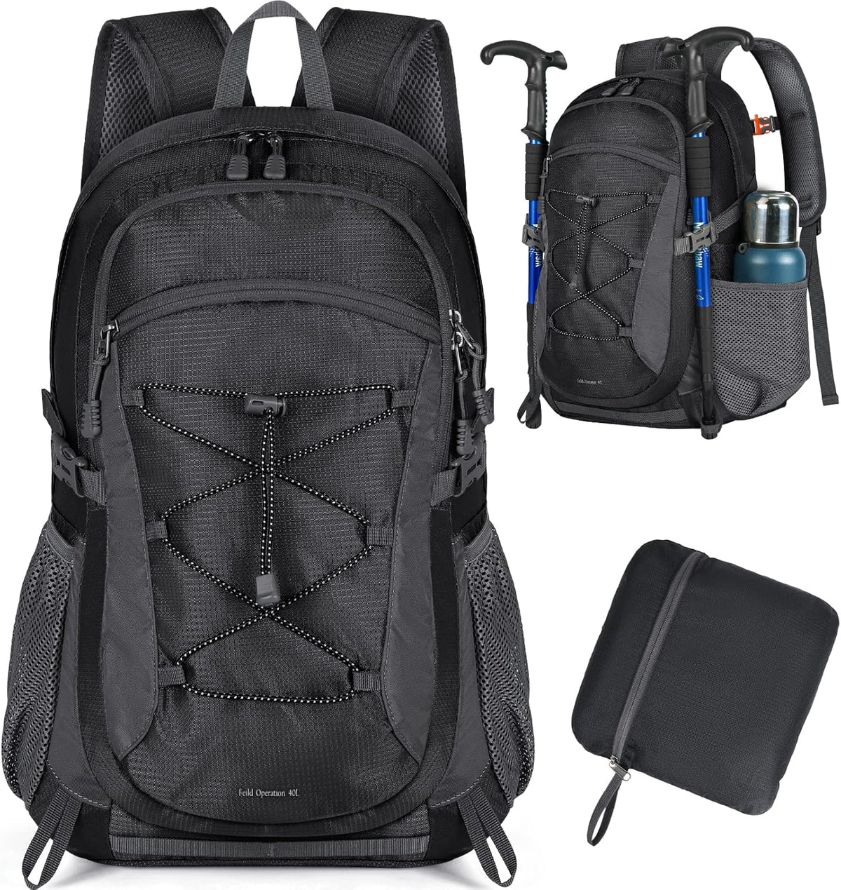 RAINSMORE Hiking Backpack 40L Waterproof Camping Backpack Lightweight Packable Backpack for Women Men Outdoor Travel Daypack