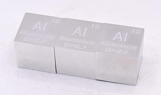 1" 25.4mm Aluminium Metal Cube Al up to 99.9% Pure Periodic Table Element Engraved Density Collection Science Education Display Block Cube + Acrylic Case Box - 1PC