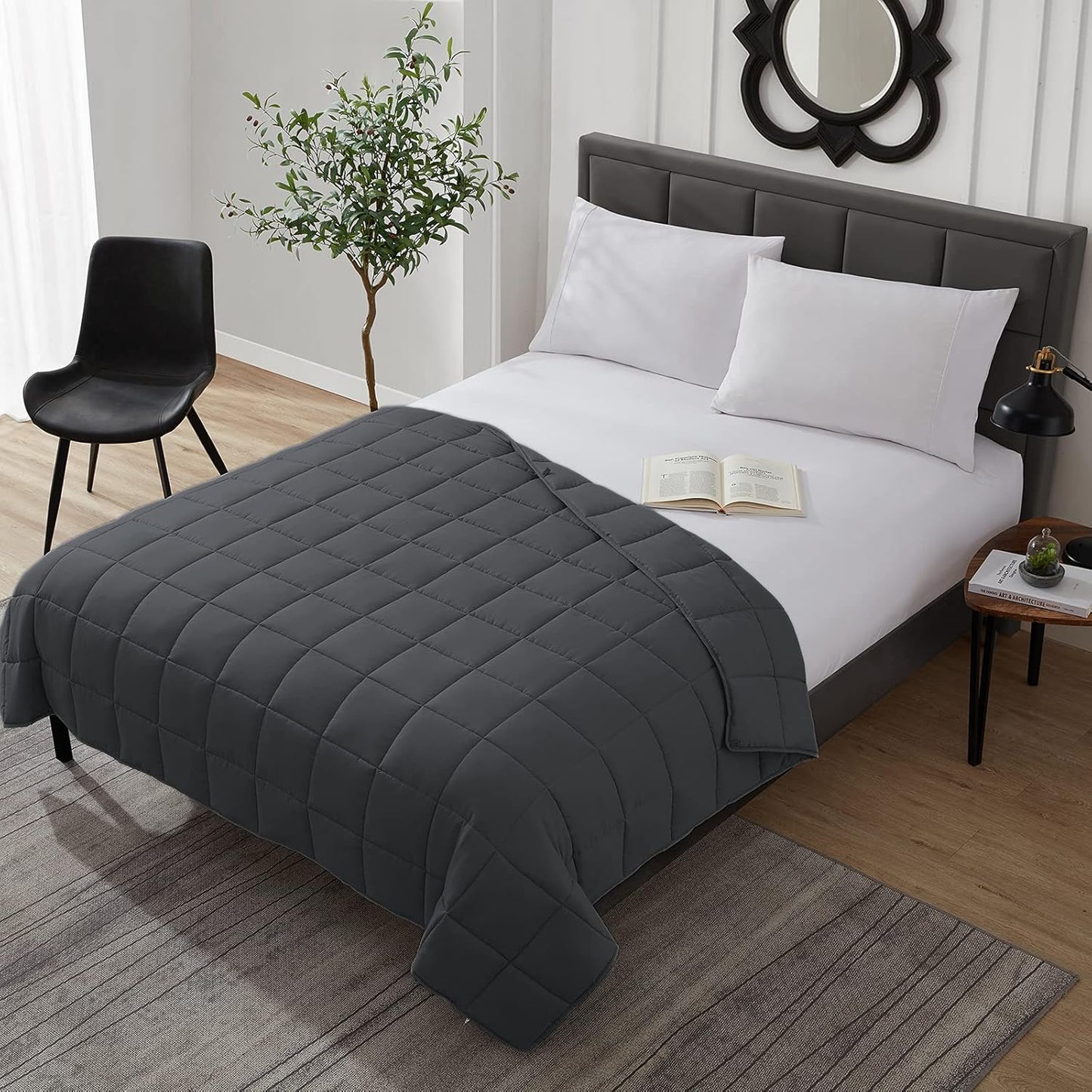 L'AGRATY Weighted Blanket - 40"x60" 7lbs Cooling Breathable Weighted Microfiber Material with Glass Beads Small Blanket for All-Season Summer Fall Winter Soft Thick