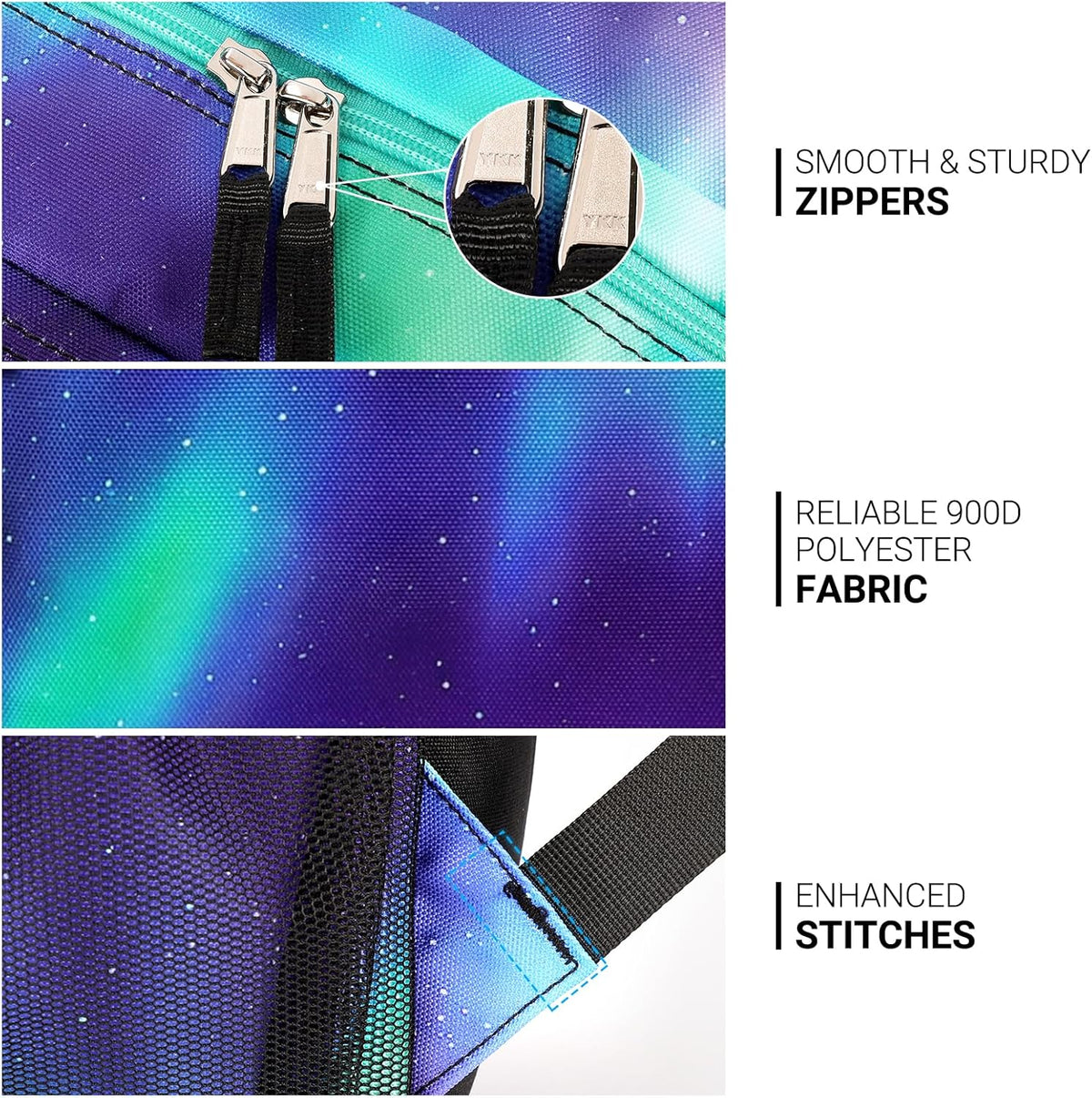ZORFIN 26L Backpack for College, and Travel: Water Resistant Bookbag - Night Aurora SkyBlue