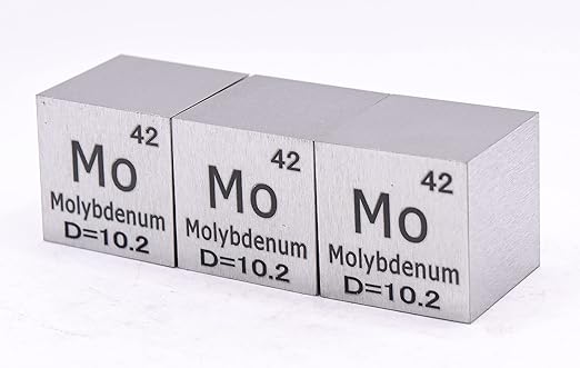 1" 25.4mm Molybdenum Metal Cube Mo up to 99.9% Pure Periodic Table Element Engraved Density Collection Science Education Display Block Cube + Acrylic Case Box - 1PC